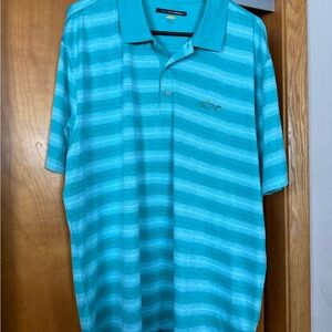Greg Norman Aqua Striped Polo Shirt